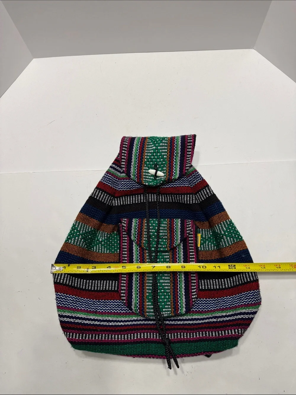 Pinzon Green Handwoven Striped Women’s Backpack with Multicolor Accents